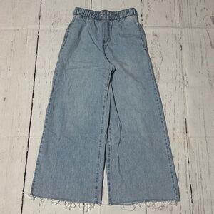 Zara kids girls 13-14 light wash pull on elastic waist pockets wide leg jeans